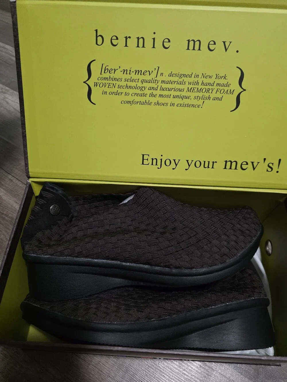 Nwt Bernie Mev Gem Yael Woven Slip-On Wedge Shoes Brown Bootie Comfort Shoe Y2K